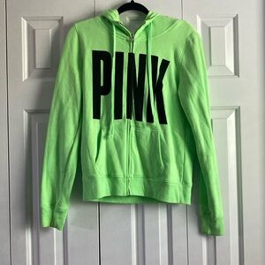 Neon green PINK zip up hoodie